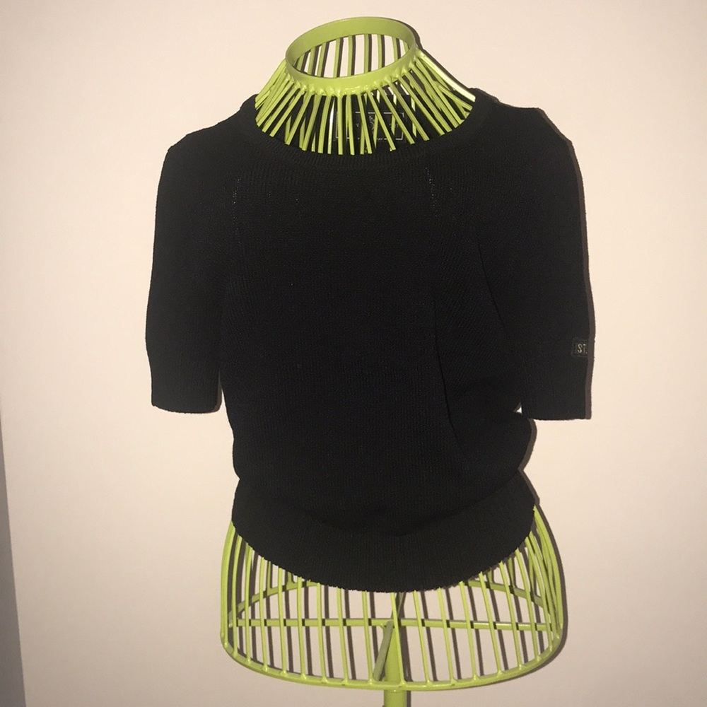 Black short sleeved knit top from St. John Sport
